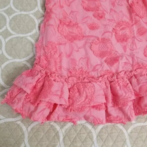 Janie and Jack Pink Floral Embroidered Ruffle Tiered Dress size 5 (A5) - Picture 7 of 7